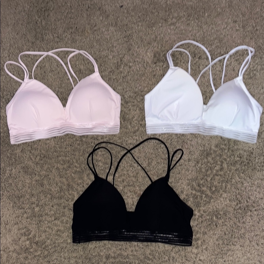 Women's Intimates Strappy Bralette Set - Black, White, Pink